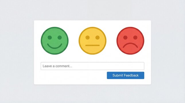 Feedback icons with smiley faces for user ratings and comments