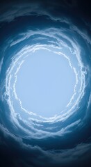 Dreamlike Tunnel View of White Clouds in a Blue Sky Creating a Spiritual Atmosphere