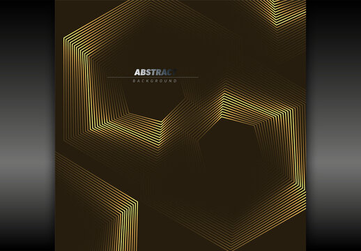 Abstract Elegant Golden Hexagonal Line Background