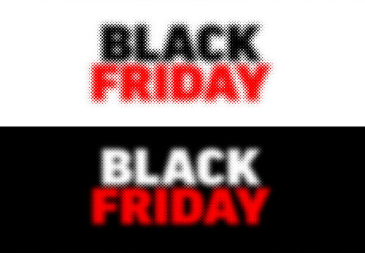 Black Friday Halftone Text Banner Set for Sales and Promotions with editable text effect