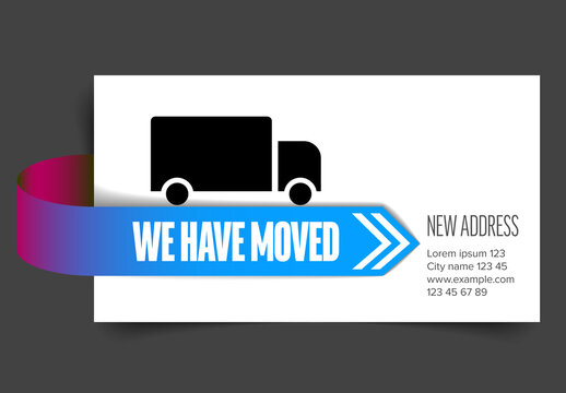 We Have Moved Announcement Card with Delivery Truck Icon