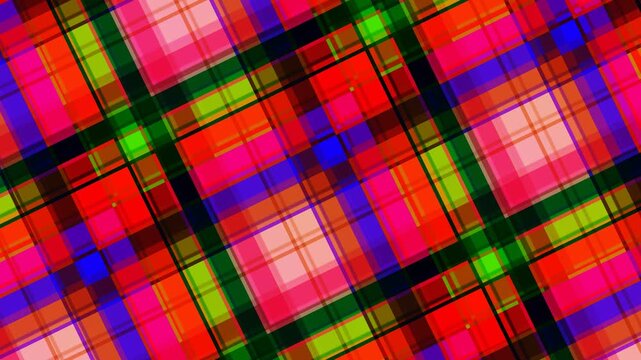Vibrant Plaid Pattern Footage Video of Colorful Textile Design in Close-up View