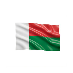 Obraz premium Madagascar Flag Waving Realistic 3D Render Isolated on White Background