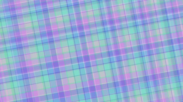 Vibrant plaid pattern footage video background, colorful textile design, purple, green, and blue hues, seamless loop, abstract