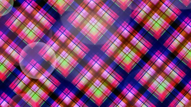 Vibrant plaid pattern footage video with colorful squares and rectangles, abstract background, geometric design, digital art