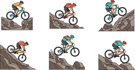 Mountain biker racing downhill on rocky terrain, extreme sport action, dynamic downhill cycling on mountain trails, outdoor adventure © MDMUKTADIR
