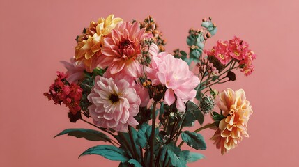 Beautiful Pink Flowers on Pastel Pink Background / パステルピンクの背景に咲く美しいピンクの花