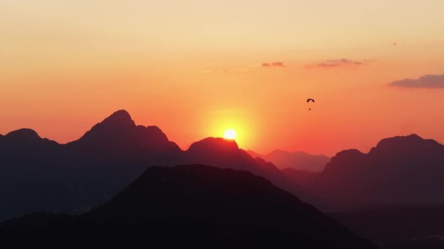 Paragliding at Sunset in Vang Vieng
