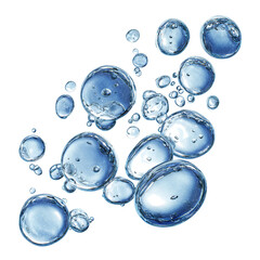 Clear floating bubbles in motion, isolated on transparent cutout background