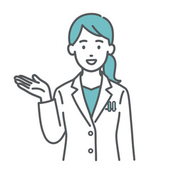 案内する女性医師・薬剤師のイラスト（手のひら・紹介）