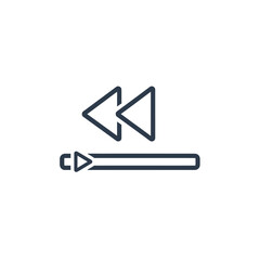 A simple icon featuring two rewind arrows above a play/pause bar