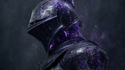 Dark Fantasy Knight with Purple Cosmic Aura / 紫の宇宙的なオーラを纏ったダークファンタジーの騎士
