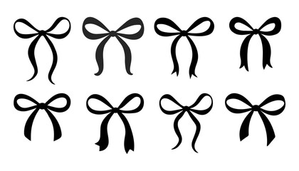 Minimalist bow illustration in flat vector style. Cute decorative ribbon bow with clean shapes and smooth curves, isolated on white background. Perfect for invitations, branding, packaging, cards, and © yuliabikirova