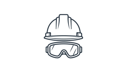 Fototapeta premium A minimalist line drawing depicts a hard hat and protective goggles, both safety equipment