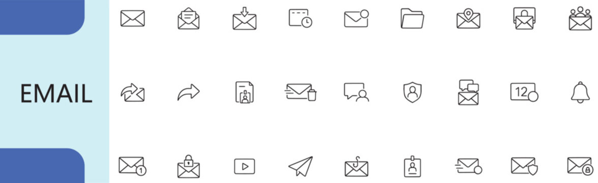 Email marketing and digital communication line icon set vector design