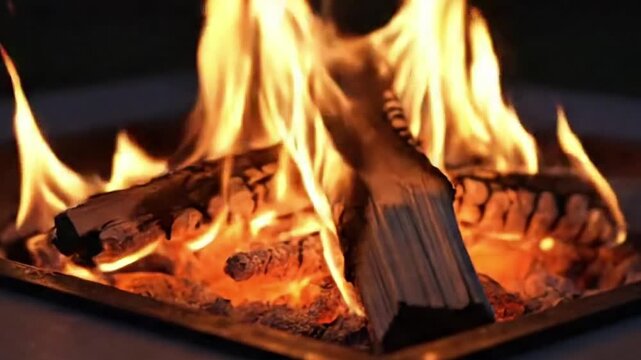 Minimalist Ambiance Creating a clean, warm, and inviting atmosphere with subtle firelight.