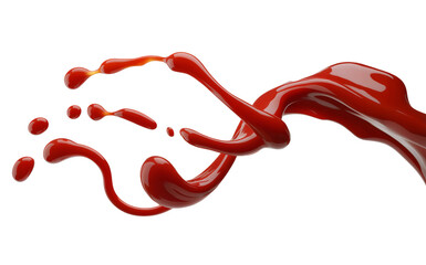 A vibrant splash of tomato ketchup against a transparent background, 