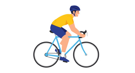 Fototapeta premium Man Riding Bicycle Illustration Profile View.