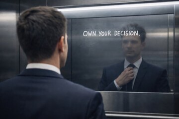 Businessman Looking at Motivational Message