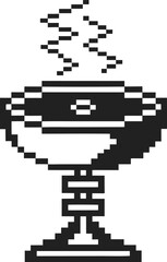 Fototapeta premium Pixel art chalice with steam rising, retro computer graphics style, vintage digital cup illustration