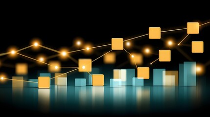 organization scene with structured data blocks and glowing analytical lines