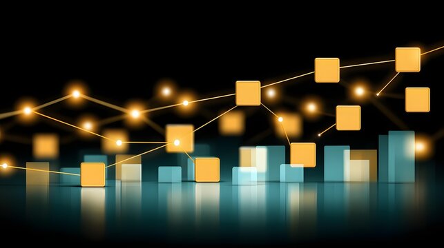 organization scene with structured data blocks and glowing analytical lines