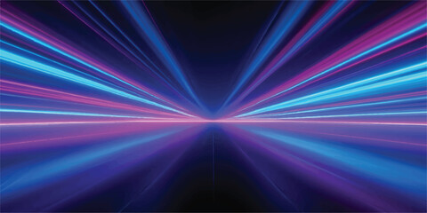 Futuristic motion blur of bright pink and blue neon light lines converging, abstract speed tunnel effect for technology © The Alpha