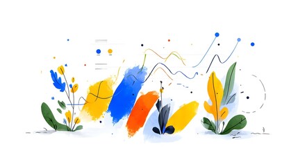 illustration with rising charts emerging from calm minimalist background