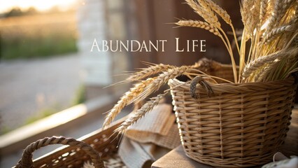 Harvest Basket with Wheat Displaying the Beauty of Rural Abundance