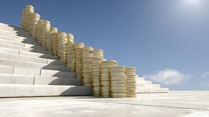 concept featuring stacked coins forming an abstract upward pathway