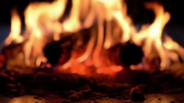 Dynamic Fire Illumination Capturing the erratic and vibrant movement of flames under a subtle top light.