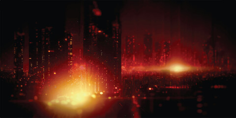 Vibrant abstract digital background featuring glowing red and orange motion lines with a bright fire flame texture and star shine animation on a black space pattern