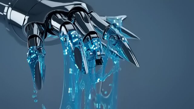 Robot Hand Releasing Digital Data Flow.
