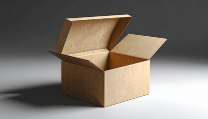 Open cardboard box isolated on white background