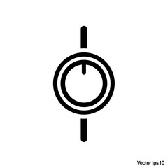 A minimalist power button icon, composed of a circle with vertical line passing through