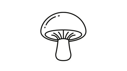 A minimalist illustration of a mushroom with a rounded cap and stem. The image is on white