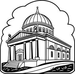 Courthouse icon vector, filled flat sign, solid pictograms collection. Courthouse architecture sign line, glyph and filled outline colorful version.
