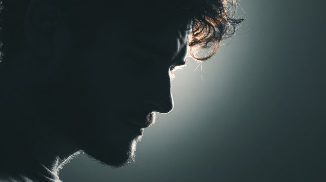 Conceptual male silhouette portrait for creative projects, branding, advertising, or editorial content with modern minimalistic style