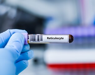 Naklejka premium Blood sample tube for sickle reticulocyte test analysis.