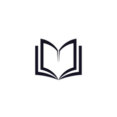 Simple, stylized illustration of an open book with lines forming the pages