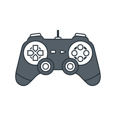 A gray and white flat graphic of a game controller with a button layout on the front © Tawang