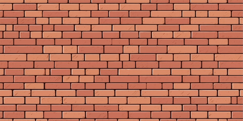 Fototapeta premium A solid red brick wall background features a weathered stone texture and abstract architecture patterns, showcasing a rustic construction surface of old bricks and cement material