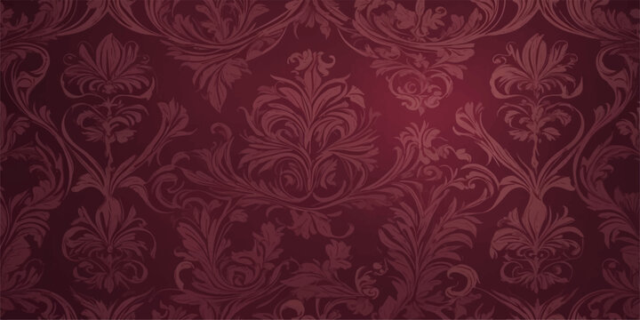 Ornate vintage damask wallpaper featuring a seamless floral pattern with royal baroque ornaments and retro textile swirls in a vector art illustration for elegant interior decor