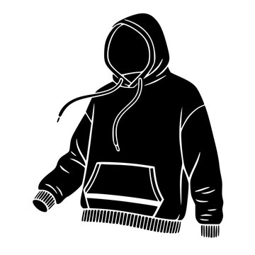 Black Hoodie Sweatshirt Illustration &ndash; Oversized Urban Streetwear Fashion and Unisex Apparel Icon