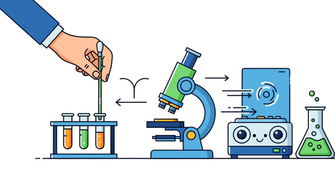 Scientist Conducting Laboratory Experiment with Microscope.