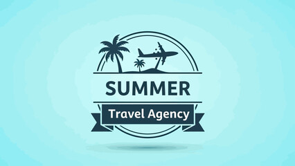 A logo displays a stylized palm tree, plane, and text, advertising a travel agency for summer © Win