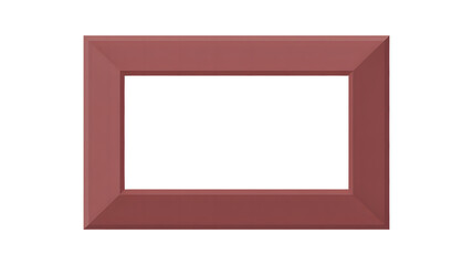 Empty maroon rectangular picture frame with thick borders isolated on a white background
