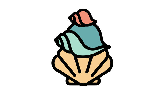 Colorful vector illustration of stylized seashell art on white background