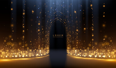 Golden light sparks arch background