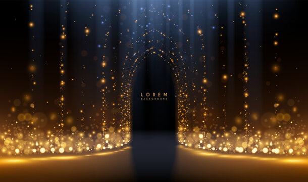 Golden light sparks arch background